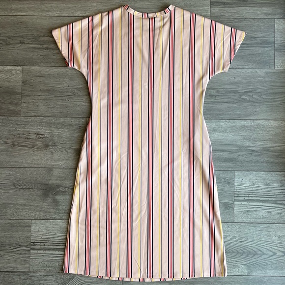 LuLaRoe Marly Short Sleeve Multicolor Striped Knee Length Midi Dress Size Small - Picture 2 of 11